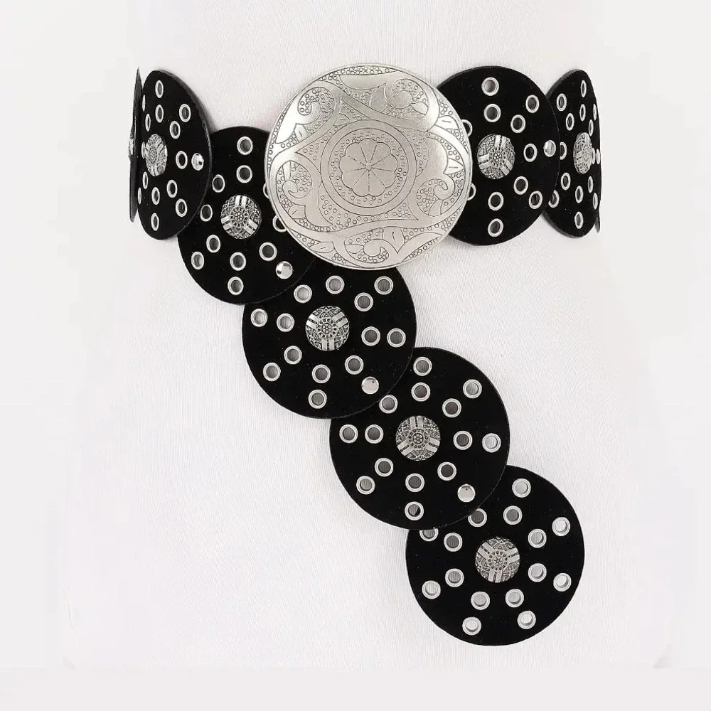 X14  Faux Leather Disc Belt One Size
